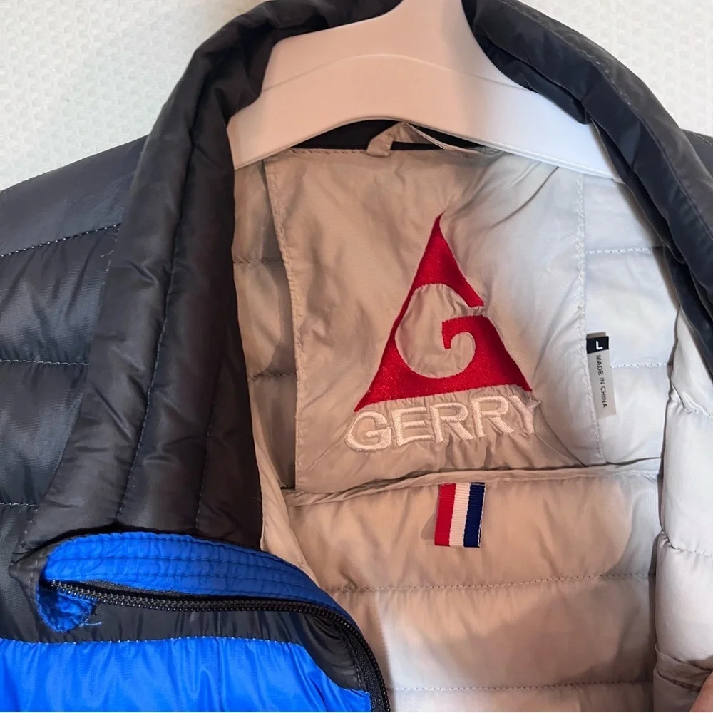 Gerry Men’s Down Puffer Jacket Blue & Black Colorblock - Size Large